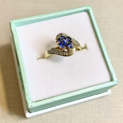 9ct Yellow Gold Ceylon Sapphire and Diamond Ring - R2852