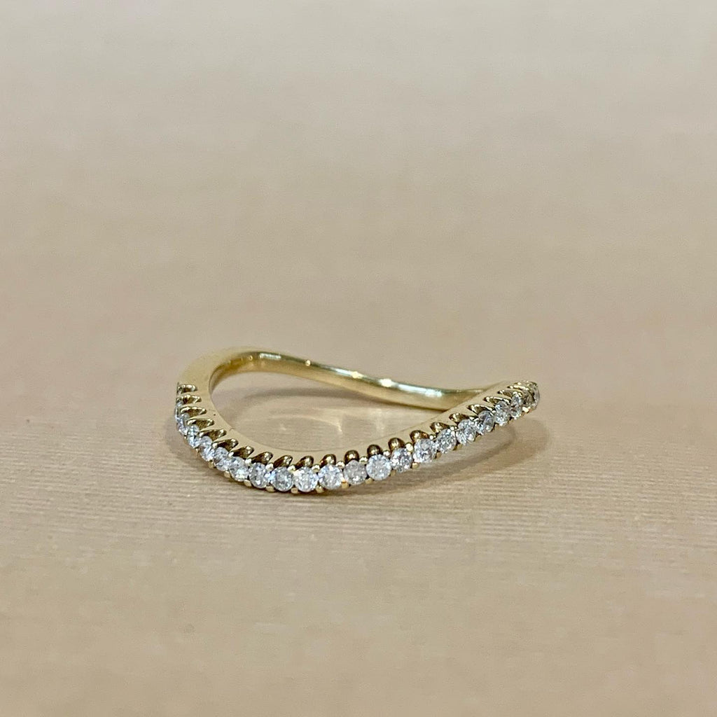 9ct Yellow Gold Swirl Ring with 0.25ct Diamonds - R2406