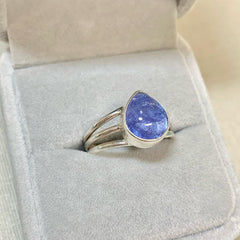 Sterling Silver Pear-Shaped Tanzanite Ring - G8503