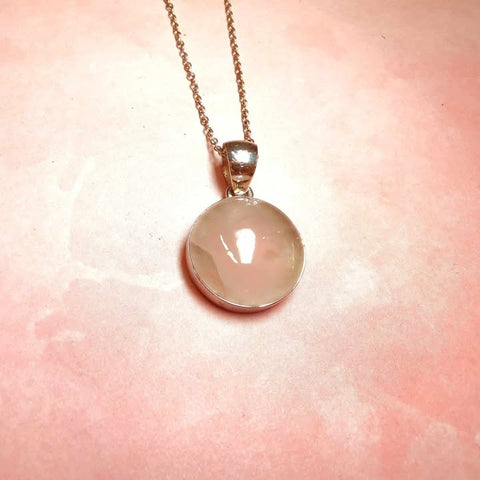 Sterling Silver Rose Quartz 20mm Pendant - G7478