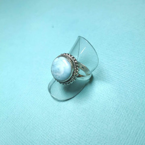 Sterling Silver Larimar Stone Ring, Size L - G9473