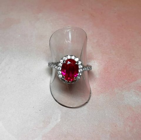 RED OVAL CZ CLASSIC HALO - R2729