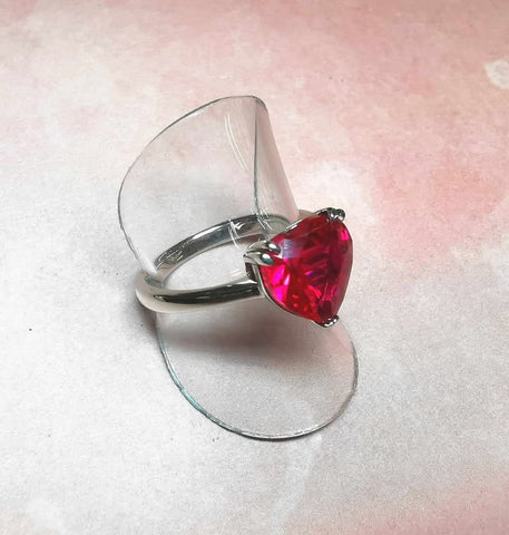 Heart Shape Colored CZ Claw set Solitaire - R2716