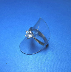 STERLING SILVER ROUND CUBIC ZIRCONIA DRESS RING WITH SHOULDER STONES - R2834