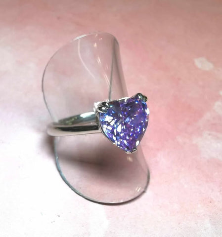 Heart Shape Colored CZ Claw Set Solitaire - R2717