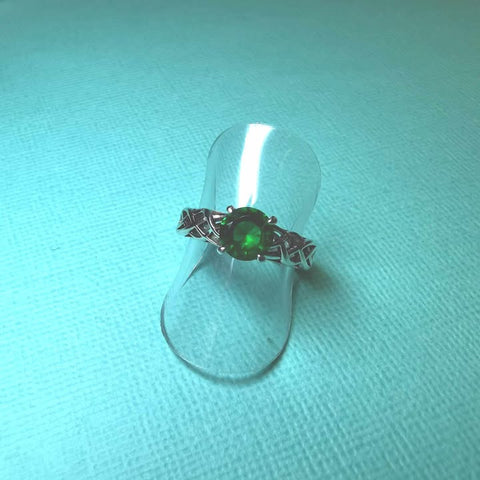 Classic Oval Emerald Hollow Ring Sterling Silver Natural Gemstone - R2130