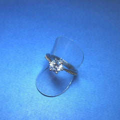 STERLING SILVER ROUND CUBIC ZIRCONIA DRESS RING WITH SHOULDER STONES - R2834