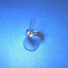 STERLING SILVER ROUND CUBIC ZIRCONIA DRESS RING WITH SHOULDER STONES - R2238