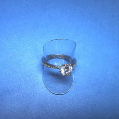 STERLING SILVER ROUND CUBIC ZIRCONIA DRESS RING WITH SHOULDER STONES - R2834