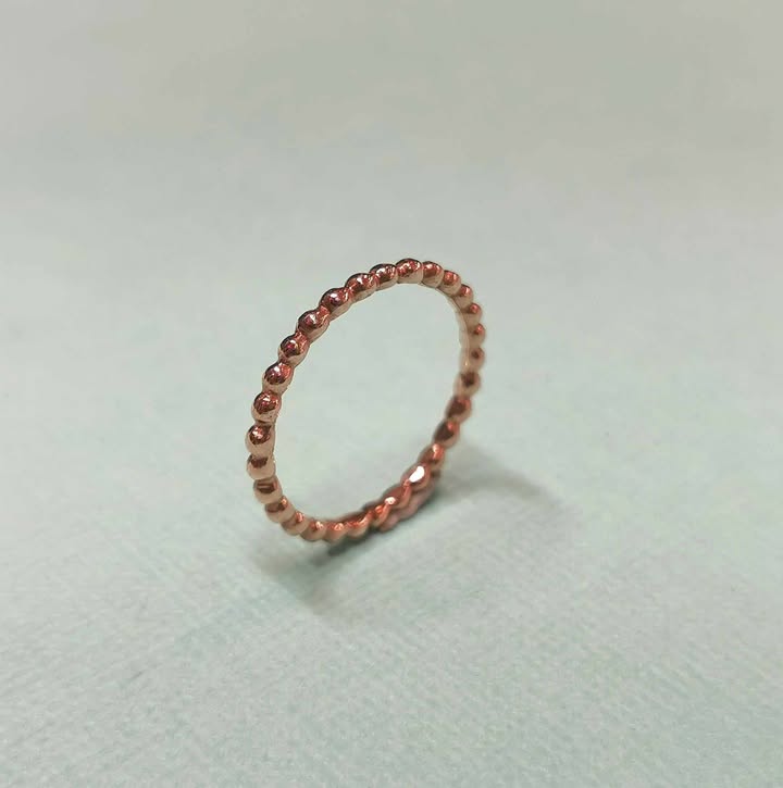 Sterling Silver HGP Rose fine ball design ring Stacker Set Size I 1/2 - R1588