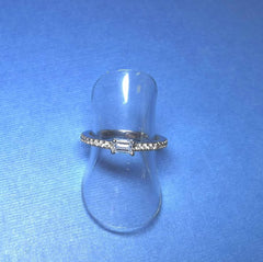 Sterling Silver Horizontal Baguette Cubic Zirconia Rhodium Plated - G7860