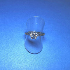 STERLING SILVER ROUND CUBIC ZIRCONIA DRESS RING WITH SHOULDER STONES - R2238