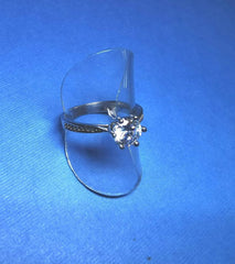 STERLING SILVER ROUND CUBIC ZIRCONIA DRESS RING WITH SHOULDER STONES - R2238