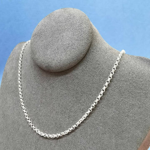 50cm sterling silver round belcher chain - G9136