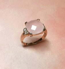 Sterling Silver Rose Gold Plated with Rose Quartz and Cubic Zirconia. Size R1/2 - R2903
