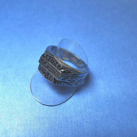 STAINLESS STEEL GENTS HARLEY DAVIDSON RING. SIZE 12 - R2493