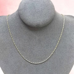 9ct yellow and white gold rectangle cable link chain 45cm parrot clasp - G8953