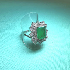 Sterling Silver Antique Style Emerald Doublet Ring - R2766