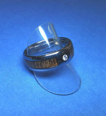 Tungsten gents wood inlay band with pressure set CZ into the top. Size (12) X1/2 - R2304