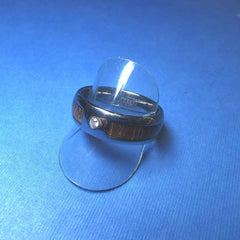 Tungsten gents wood inlay band with pressure set CZ into the top. Size (12) X1/2 - R2304