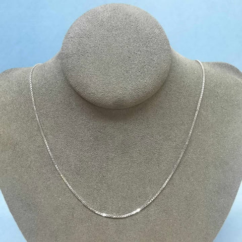 40cm fine 14ct white gold box link chain - G7543