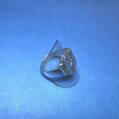 Sterling Silver Signet filigree design ring with black stone - Size X - G8310