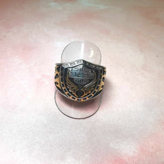 Stainless Steel Gents Harley Davidson dress ring with Gold Highlights Size 12 - R2801