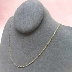 9ct yellow and white gold rectangle cable link chain 45cm parrot clasp - G8953