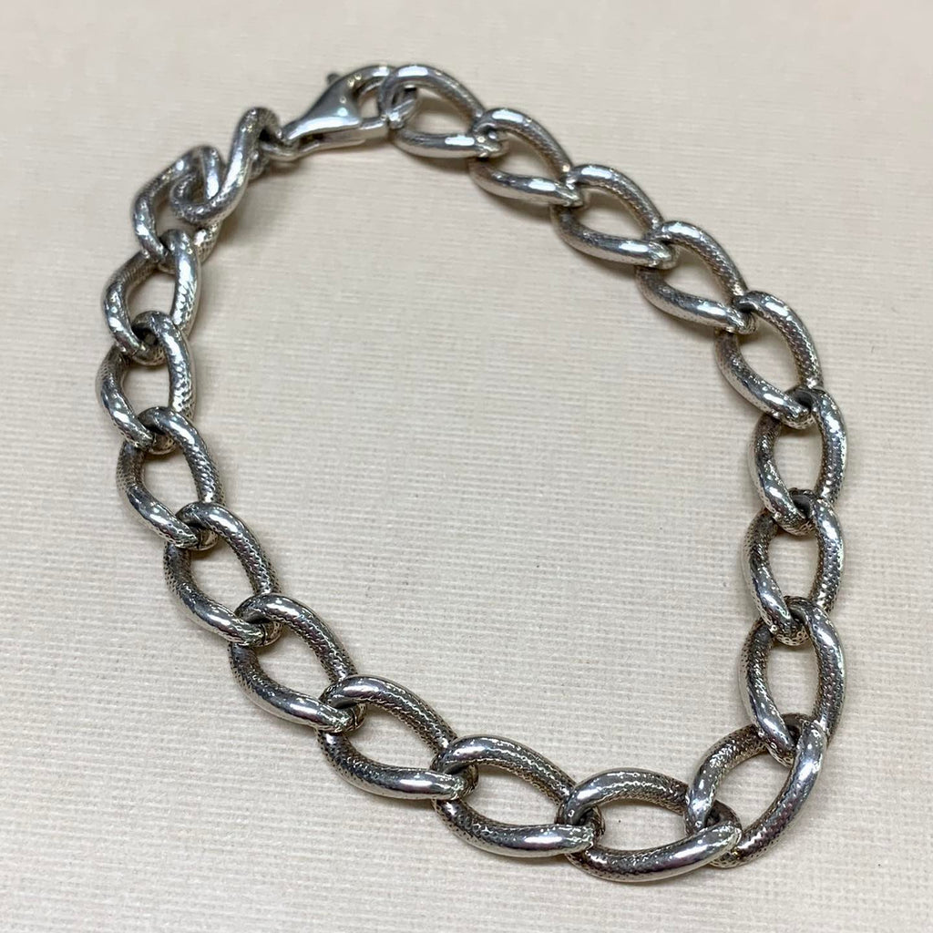 Sterling Silver Solid Diamond Cut Curb Bracelet - G1652