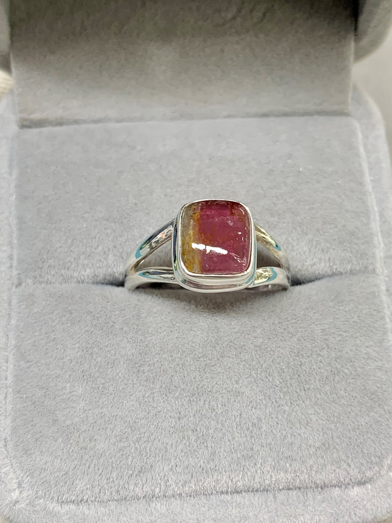 Sterling Silver Square Watermelon Tourmaline Ring - G8537