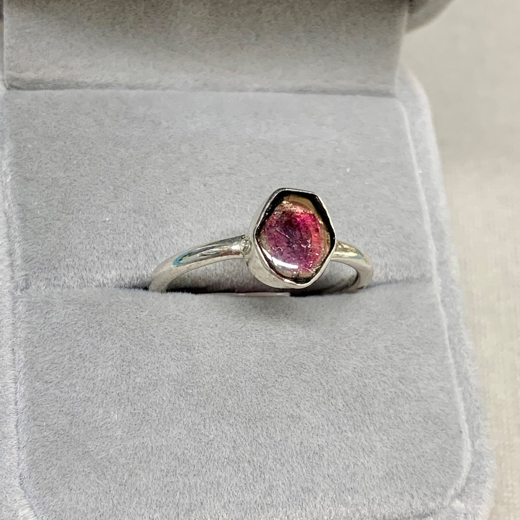 Sterling Silver Oblong Watermelon Tourmaline Ring - G8538