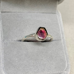 Sterling Silver Oblong Watermelon Tourmaline Ring - G8538