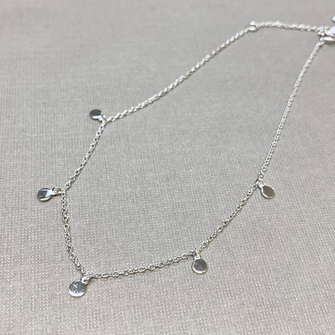 Sterling Silver Disc Charm Anklet - G8901