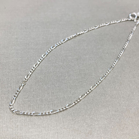 Sterling Silver 1+3 Figaro Chain Anklet - G8906