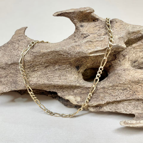 9ct Yellow Gold 2+3 Figaro Anklet - G1396