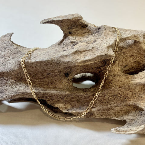 9ct Yellow Gold 5+3 Figaro Anklet - G7114