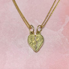 9ct Yellow Gold Best Friends Heart Pendants - G1201