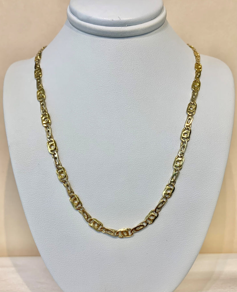 18ct Two-Tone Gold Fancy Link Chain - G3723