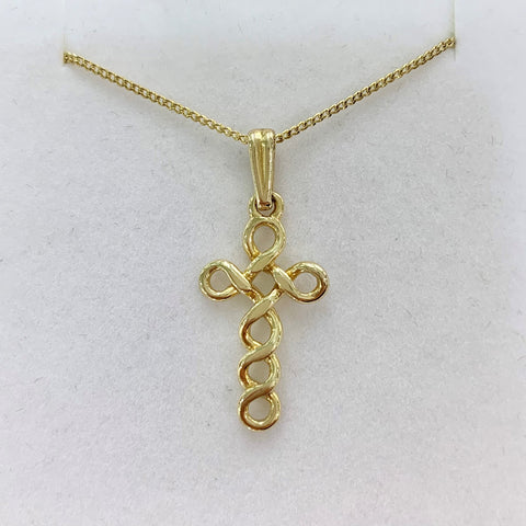 9ct Yellow Hollow Infinity Cross - G7100