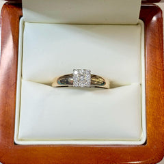 9ct Yellow Gold Diamond Ring with White Gold Setting - R2382