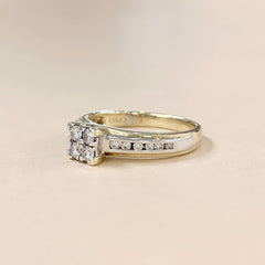 9ct Gold Two Tone Illusion Set Diamond Engagement Ring - R2364
