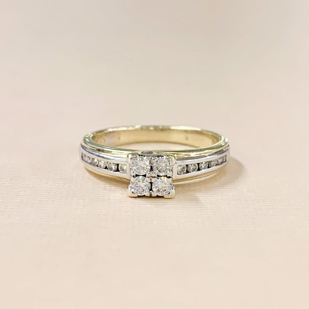 9ct Gold Two Tone Illusion Set Diamond Engagement Ring - R2364