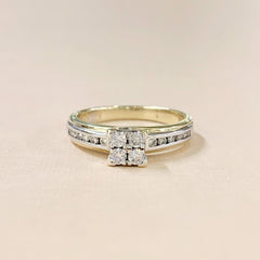 9ct Gold Two Tone Illusion Set Diamond Engagement Ring - R2364
