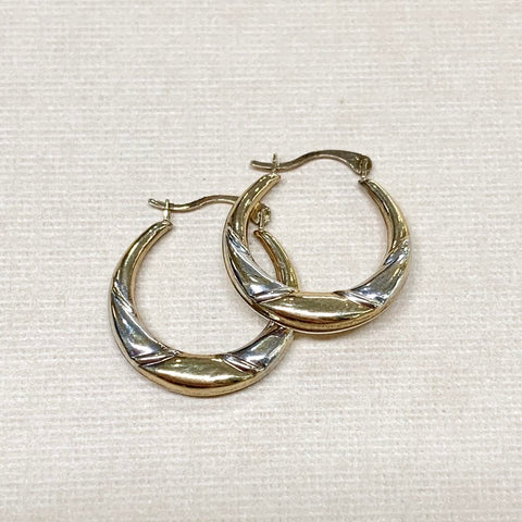 9ct Gold 2-Tone Graduating Hoop Earrings - G8923