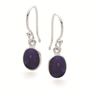 Sterling Silver Oval Lapis Lazuli Drop Earrings - G9083