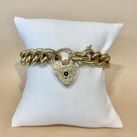 9ct Yellow Gold Heavy Padlock Bracelet - G7098