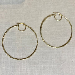 9ct Yellow Gold Faceted Large Hoop Earrings - G6543
