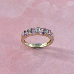9ct Yellow Gold Pink Sapphire and Diamond Ring - R2365