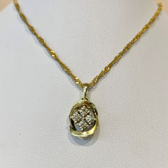 14ct Yellow Gold and Platinum Diamond Pendant - G5815