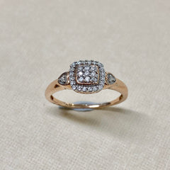 10ct Rose Gold Diamond Illusion Set Engagement Ring - R1801